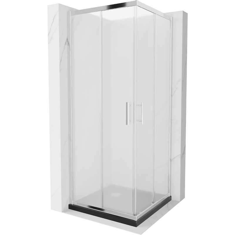 Mexen Rio cabine de douche carrée 90 x 90 cm, givré, chrome + receveur plat, noir - 860-090-090-01-30-4070