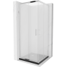 Mexen Rio cabine de douche carrée 90 x 90 cm, givre, chrome + receveur Flat, noir - 860-090-090-01-30-4070