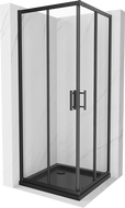 Mexen Rio cabine de douche carrée 80 x 80 cm, transparente, noire + receveur Flat, noir - 860-080-080-70-00-4070B