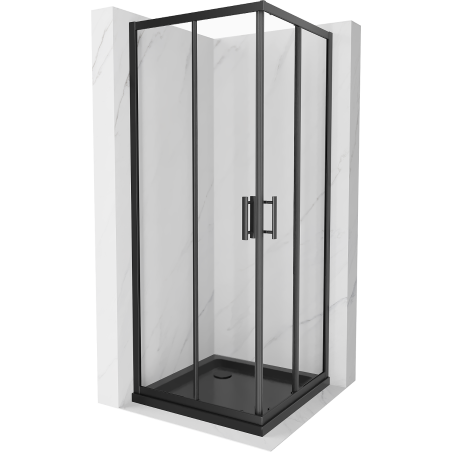 Mexen Rio cabine de douche carrée 90 x 90 cm, transparente, noire + receveur Flat, noir - 860-090-090-70-00-4070B