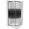 Cabine de douche Mexen Rio arrondie 90 x 90 cm, rayée, noire + receveur Flat, blanc - 863-090-090-70-20-4110B