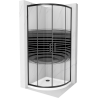 Mexen Rio cabine de douche semi-circulaire 90 x 90 cm, bandes noires, noir + receveur plat, blanc - 863-090-090-70-20-4110B
