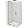 Mexen Rio cabine de douche carrée 90 x 90 cm, transparent, dorée + receveur plat, blanc - 860-090-090-50-00-4010G