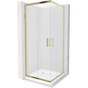 Mexen Rio cabine de douche carrée 70 x 70 cm, givrée, dorée + receveur Plat, blanc - 860-070-070-50-30-4010G
