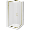 Mexen Rio cabine de douche carrée 70 x 70 cm, verre dépoli, finition dorée + receveur Flat, blanc - 860-070-070-50-30-4010G
