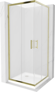 Mexen Rio cabine de douche carrée 80 x 80 cm, givrée, or + receveur de douche Flat, blanc - 860-080-080-50-30-4010G