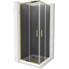 Cabine de douche carrée Mexen Rio 90 x 90 cm, graphite, or + receveur de douche Plat, blanc - 860-090-090-50-40-4010G