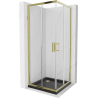 Mexen Rio cabine de douche carrée 90 x 90 cm, transparente, dorée + receveur Flat, noir- 860-090-090-50-00-4070G