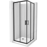 Cabine de douche carrée Mexen Rio 70 x 70 cm, transparente, noire + receveur plat, blanc - 860-070-070-70-00-4010B