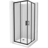 Mexen Rio cabine de douche carrée 70 x 70 cm, transparente, noire + receveur Flat, blanc - 860-070-070-70-00-4010B