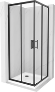 Mexen Rio cabine de douche carrée 70 x 70 cm, transparente, noire + receveur Flat, blanc - 860-070-070-70-00-4010B