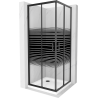 Mexen Rio cabine de douche carrée 70 x 70 cm, bandes, noir + receveur Flat, blanc - 860-070-070-70-20-4010B