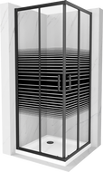 Mexen Rio cabine de douche carrée 70 x 70 cm, bandes, noir + receveur Flat, blanc - 860-070-070-70-20-4010B