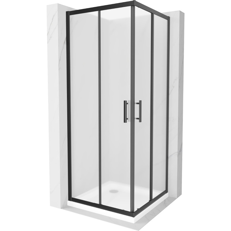 Mexen Rio cabine de douche carrée 70 x 70 cm, dépoli, noir + receveur Flat, blanc - 860-070-070-70-30-4010B