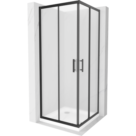 Mexen Rio cabine de douche carrée 80 x 80 cm, givre, noir + receveur Flat, blanc - 860-080-080-70-30-4010B