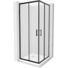 Mexen Rio cabine de douche carrée 80 x 80 cm, givrée, noire + receveur Flat, blanc - 860-080-080-70-30-4010B