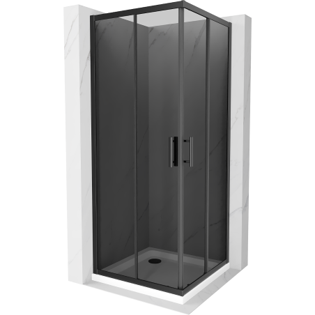 Mexen Rio cabine de douche carrée 70 x 70 cm, graphite, noir + bac Flat, blanc - 860-070-070-70-40-4010B