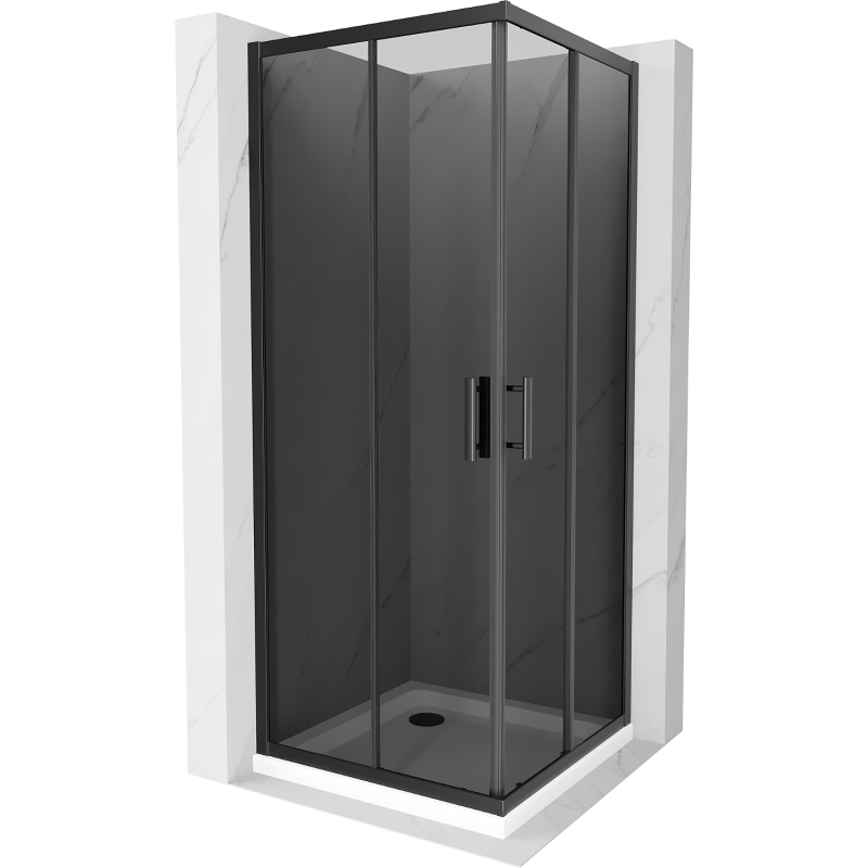 Mexen Rio cabine de douche carrée 80 x 80 cm, graphite, noir + receveur Flat, blanc - 860-080-080-70-40-4010B