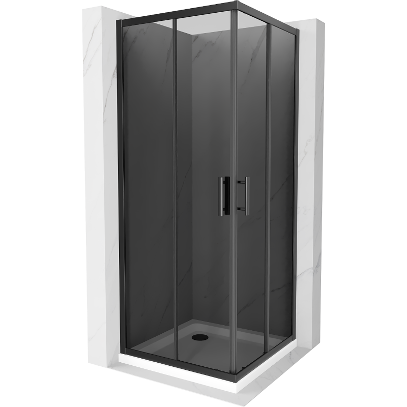 Mexen Rio cabine de douche carrée 80 x 80 cm, graphite, noire + receveur plat, blanc - 860-080-080-70-40-4010B
