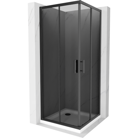 Mexen Rio cabine de douche carrée 80 x 80 cm, graphite, noir + receveur Flat, blanc - 860-080-080-70-40-4010B
