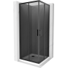 Mexen Rio cabine de douche carrée 90 x 90 cm, graphite, noire + receveur Flat, blanc - 860-090-090-70-40-4010B