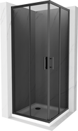 Cabine de douche carrée Mexen Rio 90 x 90 cm, graphite, noir + receveur Flat, blanc - 860-090-090-70-40-4010B
