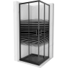 Mexen Rio cabine de douche carrée 80 x 80 cm, bandes noires, noir + receveur Flat, noir - 860-080-080-70-20-4070B