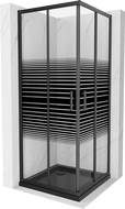 Mexen Rio cabine de douche carrée 80 x 80 cm, bandes noires, noir + receveur plat, noir - 860-080-080-70-20-4070B