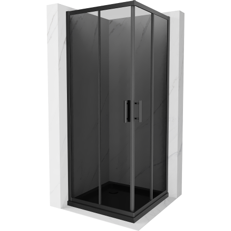 Mexen Rio cabine de douche carrée 80 x 80 cm, graphite, noire + receveur Flat, noir - 860-080-080-70-40-4070B