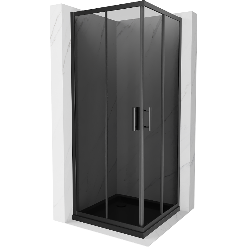 Mexen Rio cabine de douche carrée 90 x 90 cm, graphite, noire + receveur Flat, noir - 860-090-090-70-40-4070B
