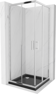 Mexen Rio cabine de douche carrée 70 x 70 cm, transparent, chromé + receveur Flat, noir - 860-070-070-01-00-4070