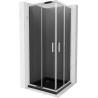 Mexen Rio cabine de douche carrée 70 x 70 cm, graphite, chrome + receveur Flat, noir - 860-070-070-01-40-4070