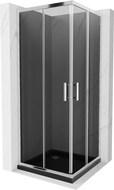 Mexen Rio cabine de douche carrée 70 x 70 cm, graphite, chrome + bac à douche Flat, noir - 860-070-070-01-40-4070