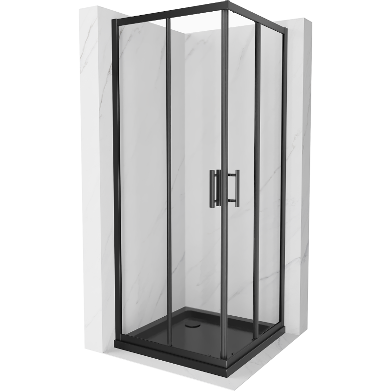 Mexen Rio cabine de douche carrée 70 x 70 cm, transparente, noire + receveur Flat, noir - 860-070-070-70-00-4070B