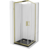Mexen Rio cabine de douche carrée 70 x 70 cm, transparent, or + receveur Flat, noir- 860-070-070-50-00-4070G