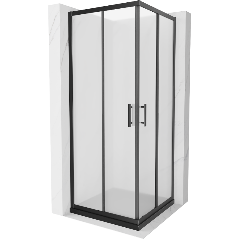 Mexen Rio cabine de douche carrée 70 x 70 cm, givre, noir + bac à douche Flat, noir - 860-070-070-70-30-4070B
