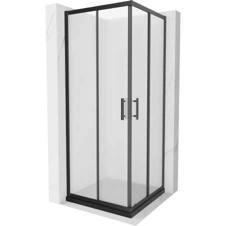 Cabine de douche carrée Mexen Rio 70 x 70 cm, givrée, noire + receveur plat, noir - 860-070-070-70-30-4070B