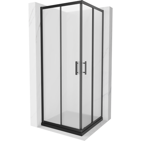 Mexen Rio cabine de douche carrée 70 x 70 cm, givre, noir + bac à douche Flat, noir - 860-070-070-70-30-4070B