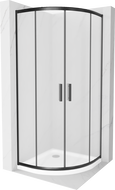 Mexen Rio cabine de douche quart de cercle 90 x 90 cm, givre, noir + receveur Flat, blanc - 863-090-090-70-30-4110B