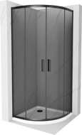 Cabine de douche Mexen Rio demi-ronde 80 x 80 cm, graphite, noir + receveur Flat, blanc - 863-080-080-70-40-4110B
