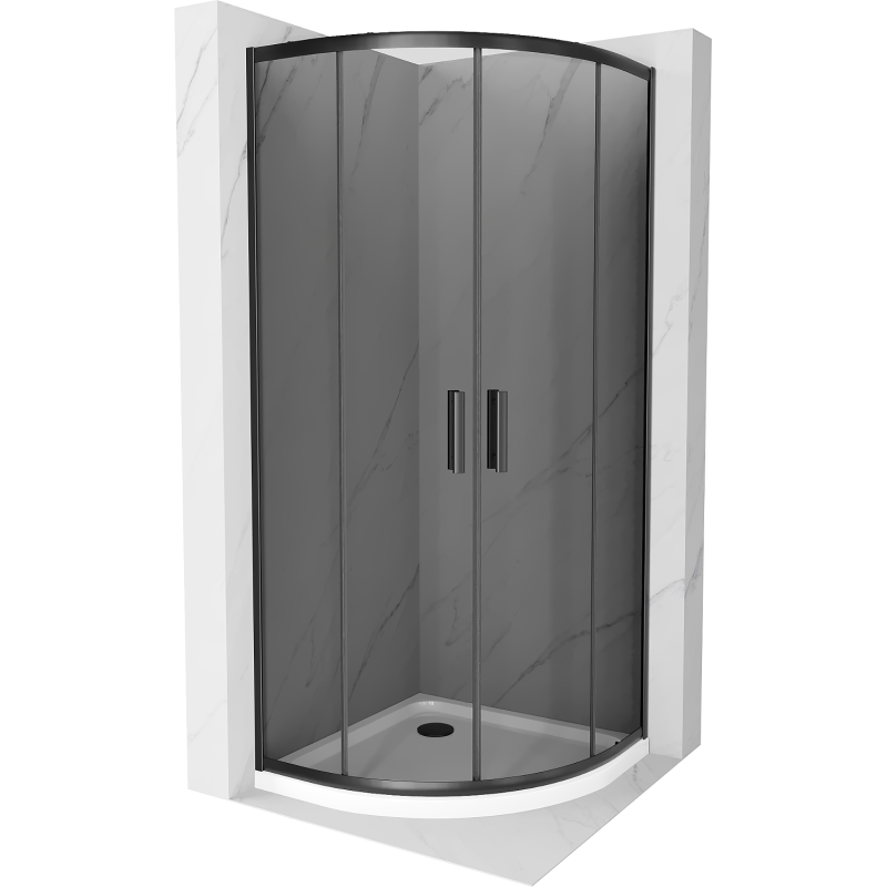 Mexen Rio cabine de douche semi-circulaire 90 x 90 cm, graphite, noire + receveur plat, blanc - 863-090-090-70-40-4110B