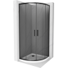 Cabine de douche Mexen Rio semi-circulaire 90 x 90 cm, graphite, noir + receveur Flat, blanc - 863-090-090-70-40-4110B