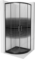 Cabine de douche Mexen Rio demi-ronde 80 x 80 cm, rayé, noir + receveur Flat, noir - 863-080-080-70-20-4170B