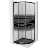 Cabine de douche Mexen Rio semi-circulaire 90 x 90 cm, à rayures, noire + bac de douche Flat, noir - 863-090-090-70-20-4170B