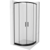 Mexen Rio cabine de douche semi-circulaire 80 x 80 cm, givrée, noire + receveur Flat, noir - 863-080-080-70-30-4170B