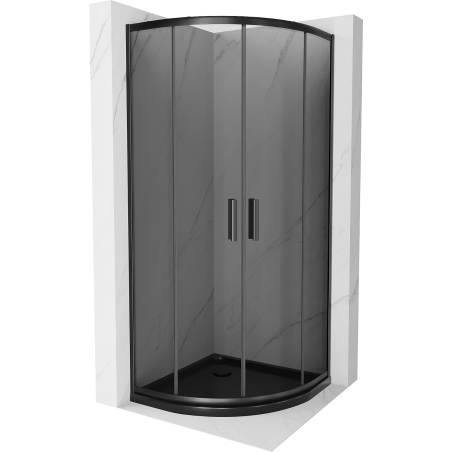 Mexen Rio cabine de douche quart de cercle 90 x 90 cm, graphite, noir + receveur Flat, noir - 863-090-090-70-40-4170B