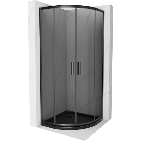 Mexen Rio cabine de douche semi-circulaire 90 x 90 cm, graphite, noir + receveur Flat, noir - 863-090-090-70-40-4170B