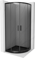 Cabine de douche Mexen Rio semi-circulaire 90 x 90 cm, graphite, noir + receveur Flat, noir - 863-090-090-70-40-4170B