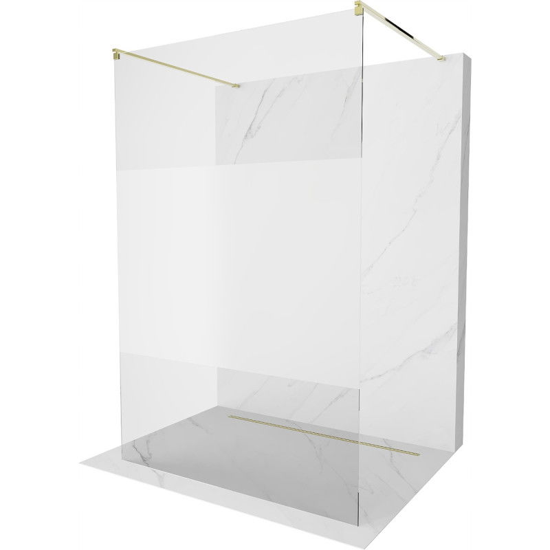 Mexen Kioto paroi de douche autoportante 140 x 200 cm, transparent/Gelée 8 mm, Or - 800-140-002-50-35