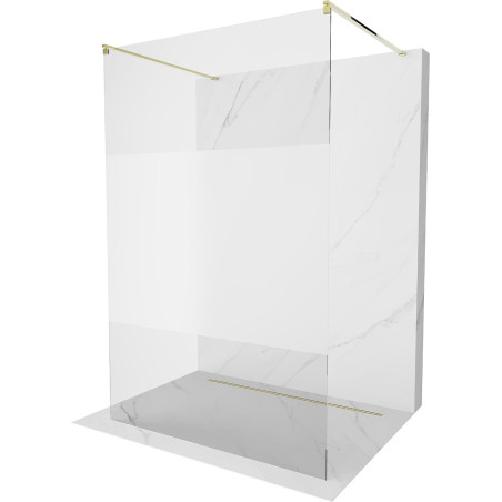 Mexen Kioto paroi de douche autoportante 140 x 200 cm, transparent/verre dépoli 8 mm, or - 800-140-002-50-35